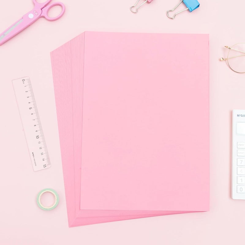MG 100 Sheets Pink Copy Printing Paper, 8.3 X 11.7 inch Colored Printer Papers, Pink Construction Paper for Card Making Scrapbooking School Office Party DIY Craft - Image 2